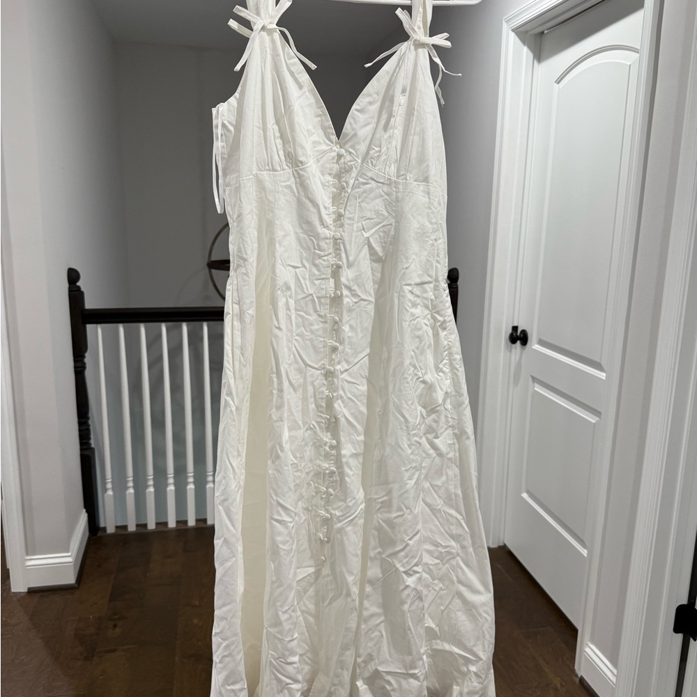 Aqua White Wedding Dress with Tie Straps